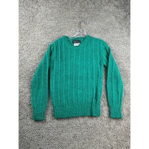 VINTAGE Abraham And Straus Sweater Womens Medium Green Terry Cloth Cozy 90s FLAW
